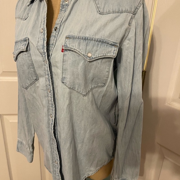 Casual Light Blue Denim Shirt - Picture 1 of 6